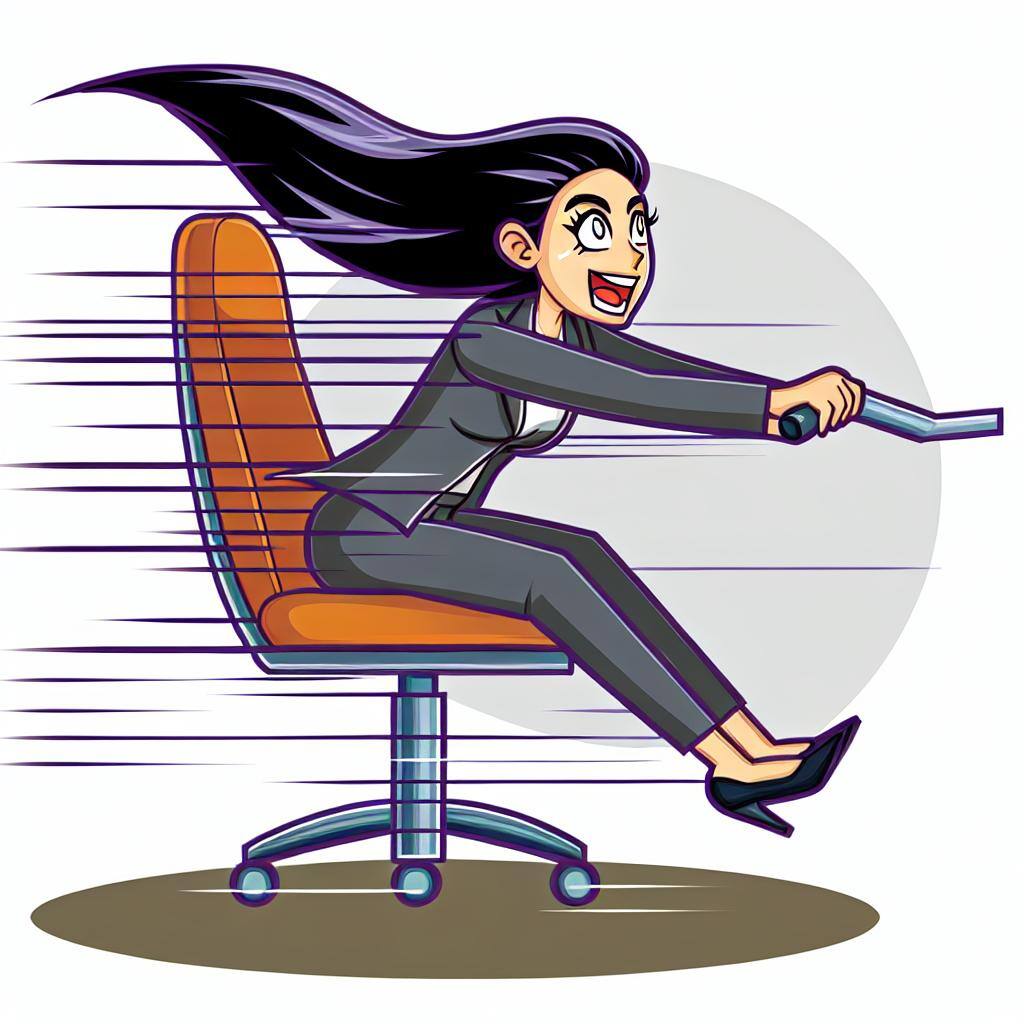 speedy human zipping on an office chair